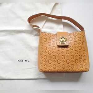 (Sale)CELINE C Macadam Canvas Hand Bag Leather